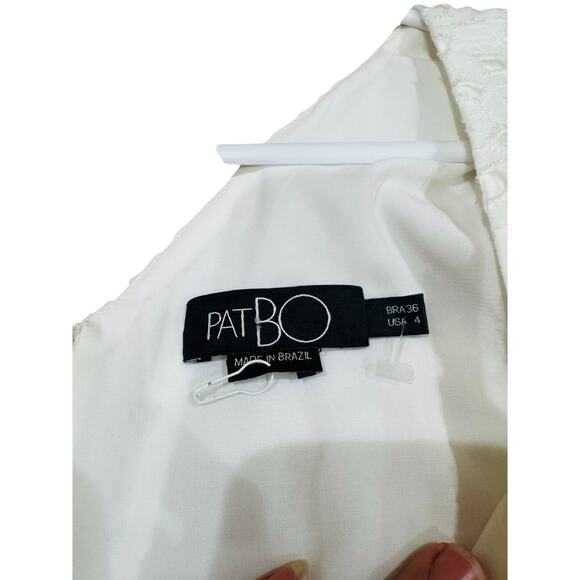 PATBO romantic ruffle sleeve Belted Eyelet Midi Dress In White sz 4 - Picture 9 of 14